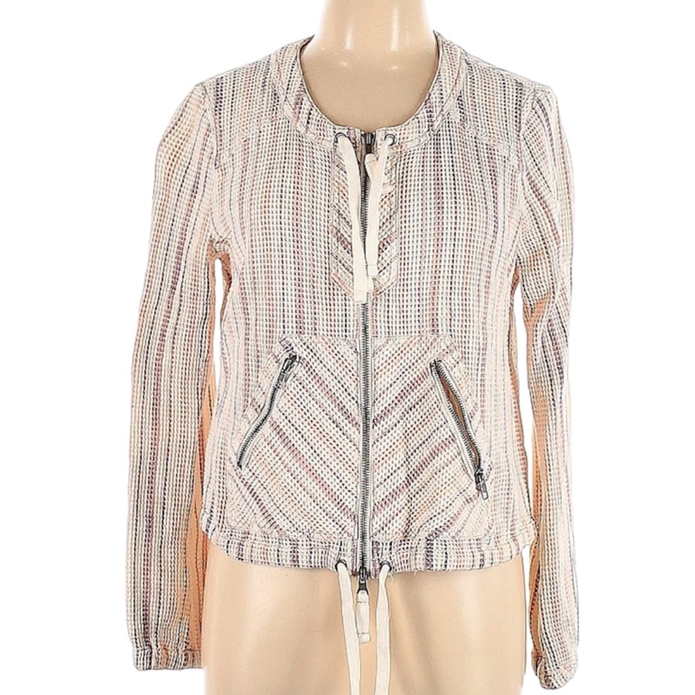 Free People Waffle Knit Full Zip Lightweight Jacket Size M